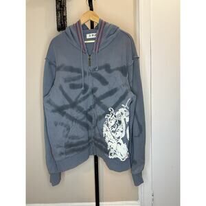 X-Ray Graphic Full Zip Hoodie Black XL Grunge Y2K